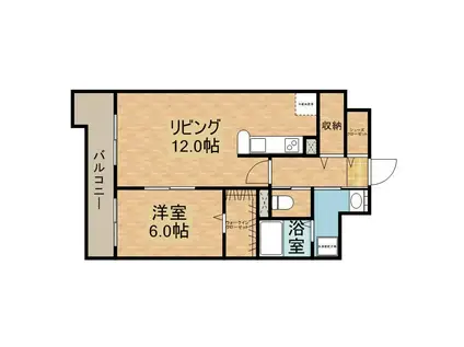 エヴァーグリーン思案橋(1LDK/11階)の間取り写真