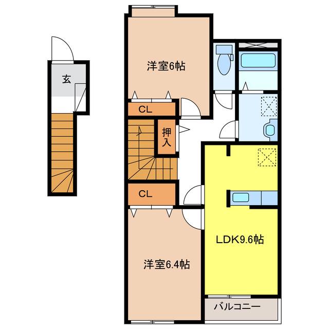 アメジストM&S(2LDK/2階)の間取り写真