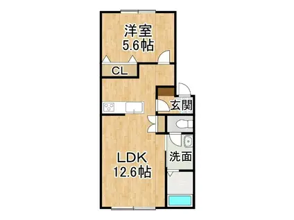 NOIR I(1LDK/1階)の間取り写真