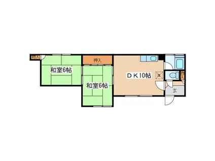 高田マンション(2DK/2階)の間取り写真