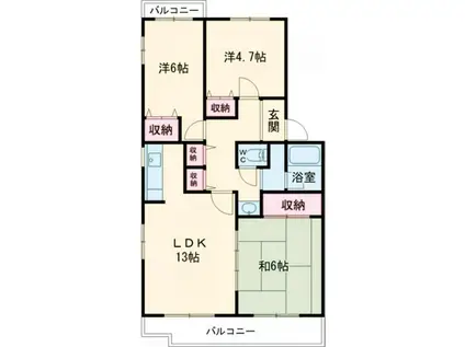 ガーデンプラトー河和田 C棟(3LDK/4階)の間取り写真