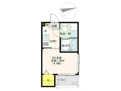 ラ ベルヴィ梅島(1K/2階)の間取り写真