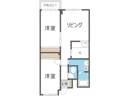 THE RESIDENCE PARK KOSAI(2LDK/3階)の間取り写真