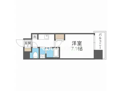 PARK HILLS今里蘭(1K/7階)の間取り写真