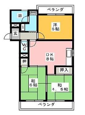 ハイツ森鷹2番館(3LDK/4階)の間取り写真