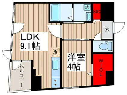 DIO亀戸天神(1LDK/4階)の間取り写真