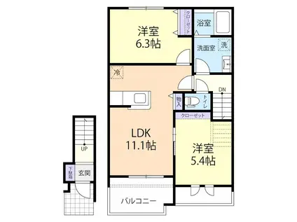 26/2/15常総市新石下2LDK重層(2LDK/2階)の間取り写真