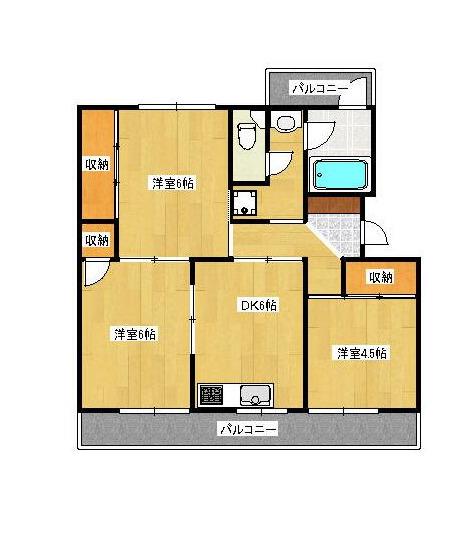 屋島パークハイツ(3DK/2階)の間取り写真