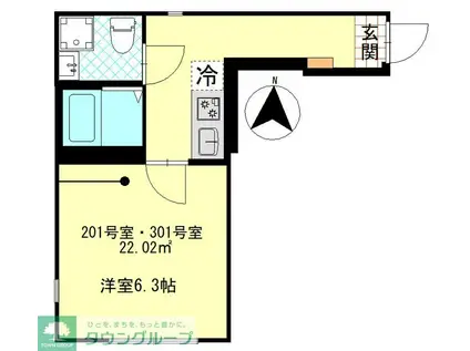 アンセス堀切菖蒲園(1K/3階)の間取り写真