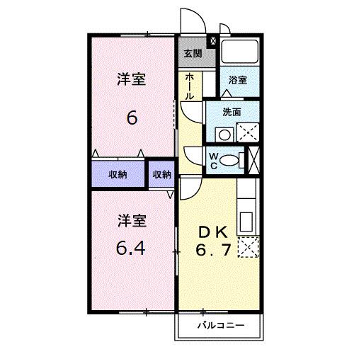 アメニティハイツカワシマC(2DK/2階)の間取り写真