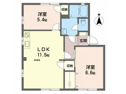 ハイツ神田川(2LDK/1階)の間取り写真