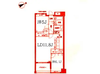 ロサブリーズ本牧(2LDK/5階)の間取り写真