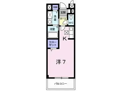 リバーサイドヴィレッジ(ワンルーム/1階)の間取り写真