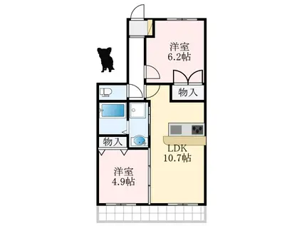 シャーメゾンアルカディア(2LDK/3階)の間取り写真