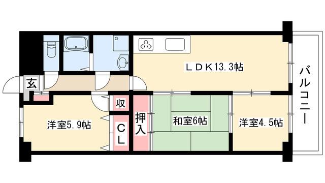 ライオンズマンション八事ガーデン参番館(3LDK/9階)の間取り写真