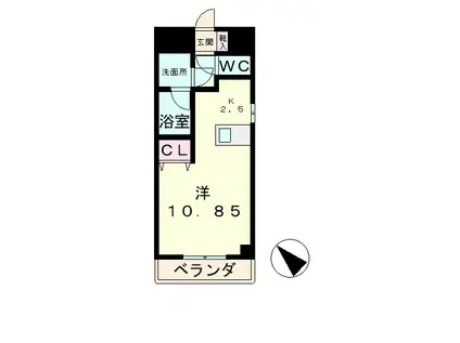 エンゼルプラザイースト1(1K/4階)の間取り写真