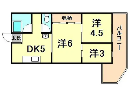 グラディート神戸II(3DK/3階)の間取り写真