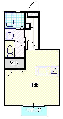 アイリスI(ワンルーム/2階)の間取り写真