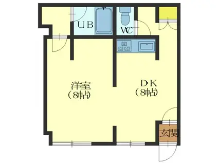ハイライフマンション(1DK/3階)の間取り写真