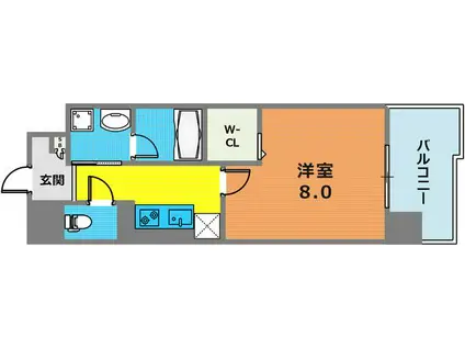 イーストERN WELLS(1K/6階)の間取り写真