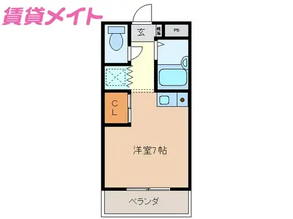 ラフレシール山城(ワンルーム/2階)の間取り写真