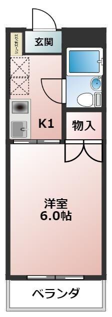 フラワーハイツC(1K/3階)の間取り写真