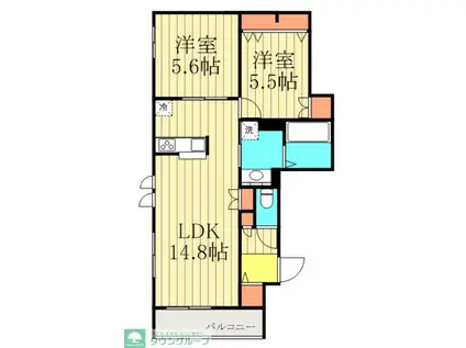 東小岩4丁目メゾン(2LDK/2階)の間取り写真
