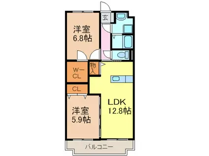 グローリアT.F(2LDK/2階)の間取り写真