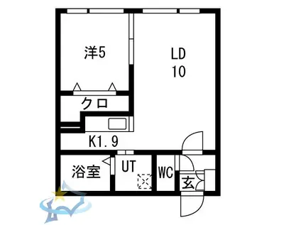 山の手3条1丁目(1LDK/5階)の間取り写真
