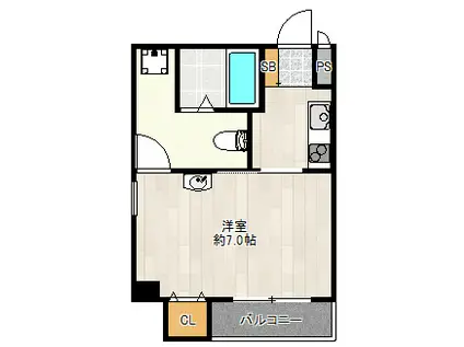 レクシア鶴ヶ丘(1K/9階)の間取り写真