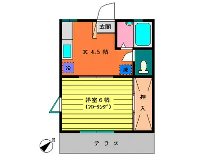 カレント飯田(1K/1階)の間取り写真