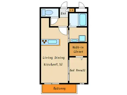 メルベーユ神戸(1LDK/1階)の間取り写真