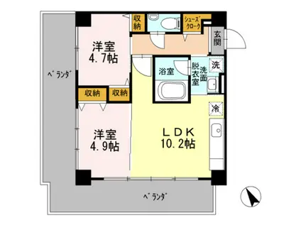 HOUSE TAGAWA(2LDK/4階)の間取り写真