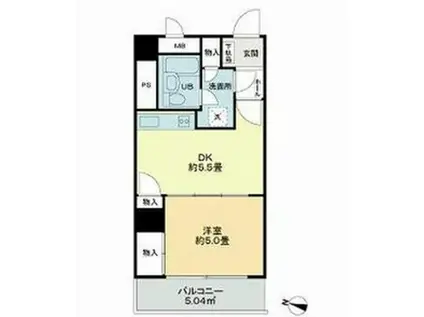 ライオンズマンション青葉通(1DK/7階)の間取り写真