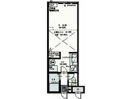 マンションプレシャス(ワンルーム/2階)の間取り写真