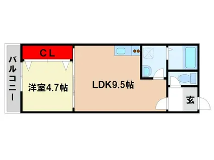 ハピネスベリー筑紫野(1LDK/3階)の間取り写真