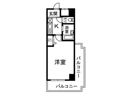 コートビュータワー(1K/4階)の間取り写真