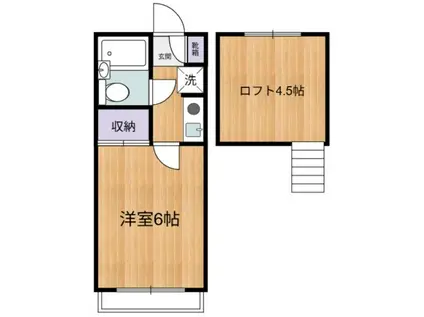 京王線 明大前駅 代田橋駅 無 ロフト有 駅近(ワンルーム/2階)の間取り写真