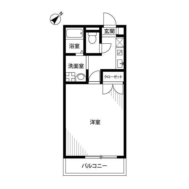 アンプルール ブワ湘南(1K/1階)の間取り写真