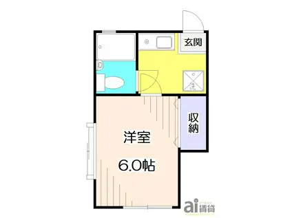 グリーンウッド(1K/1階)の間取り写真