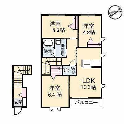 クレスト 壱番館(3LDK/2階)の間取り写真