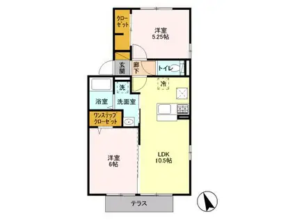 グレイス鷺沼台B(2LDK/1階)の間取り写真