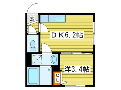 ロビンハウス(1DK/3階)の間取り写真