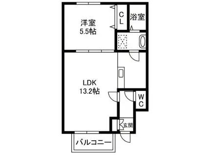 メゾンYB(1LDK/1階)の間取り写真