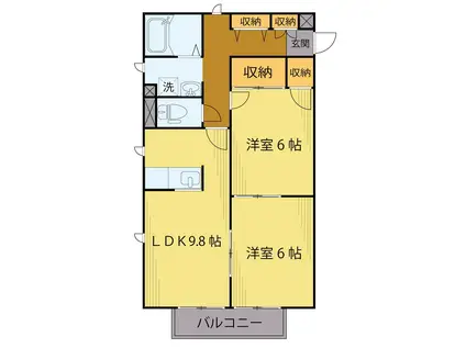 シャトル(2LDK/1階)の間取り写真