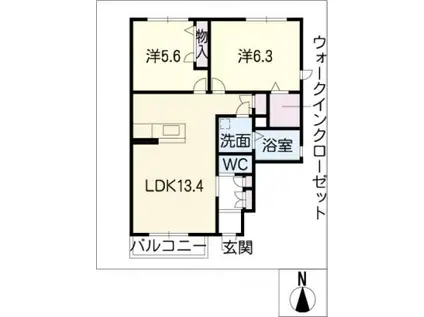 メゾン・ド・ボヌール(2LDK/1階)の間取り写真