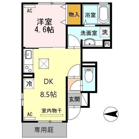 F・フィールド(1LDK/1階)の間取り写真