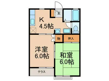 ロイヤル桜木(2K/1階)の間取り写真
