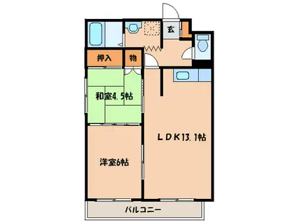 ハイエストN28(2LDK/3階)の間取り写真