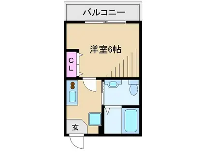 ハーミットクラブハウス高田(1K/2階)の間取り写真